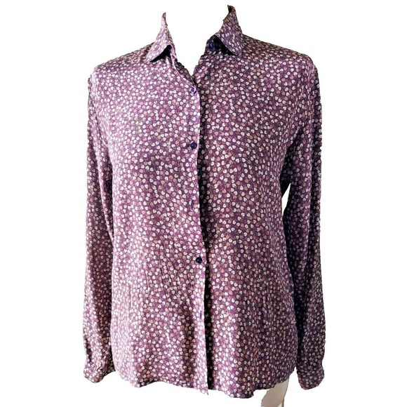 Franck Olivier Paris MOD Floral Silk Blouse Button Down Sz 44 Retro Vtg France - Picture 1 of 7